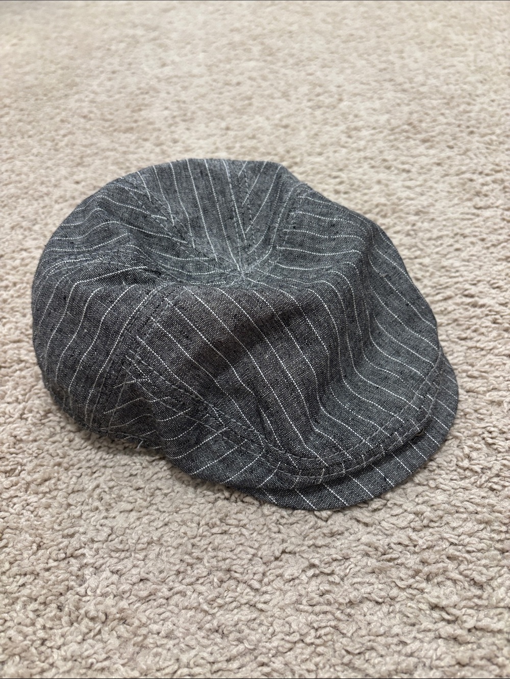 Vintage Stone Gray Pinstripe Cadet Military Hat Y2K Grunge